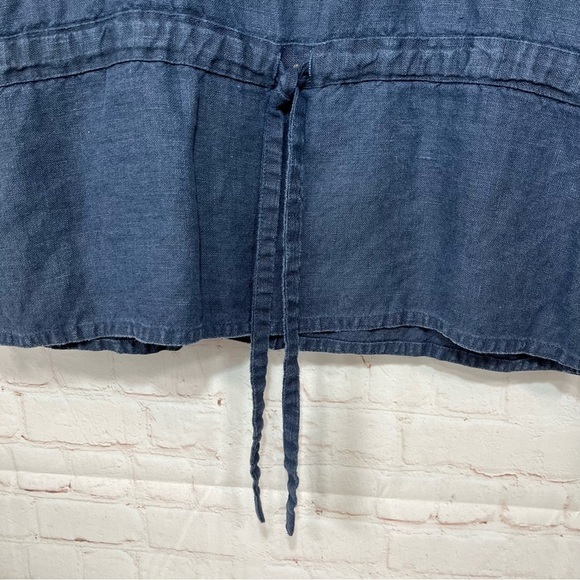 Rose Parks Top Womens 3 Blue Tunic Shirt Vest Linen Button Up Hi Low Pockets - Picture 11 of 11